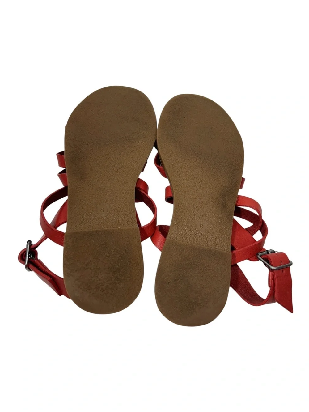 Madewell The Boardwalk Women’s Side 8 US Sandals Leather Upper Red Strap G2006